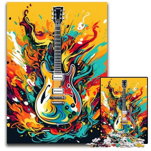 Puzzle 1000 Teile, Bunte Gitarre, Kartonpuzzle für Erwachsene, kreatives Familienspiel und Heimdekoration, Teenager, 26x38cm/10,23x14,96 Zoll Puzzle 1000 Teile, Bunte Gitarre, Kartonpuzzle für Erwachsene, kreatives Familienspiel und Heimdekoration, Teenager, 26x38cm/10,23x14,96 Zoll von LiJianXXE