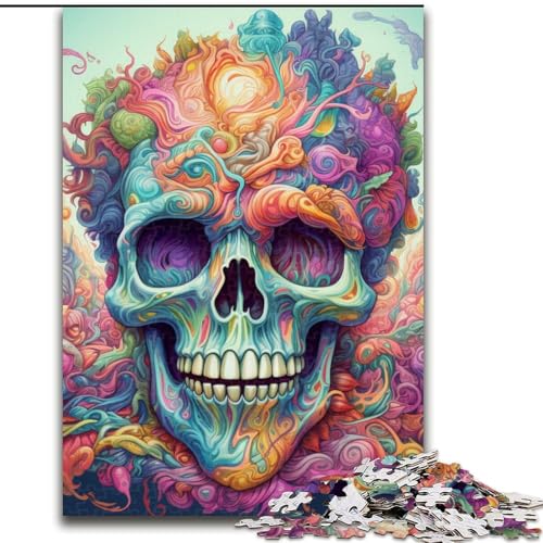 Puzzle 1000 Teile, Bunte Totenköpfe, aus Pappe, Geburtstage, Weihnachten, Halloween, Thanksgiving, Ostern, 1000 Teile(26x38cm) von LiJianXXE