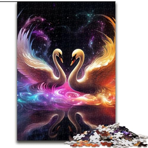 Puzzle 1000 Teile, Fantasie-Puzzle für Schwanenliebhaber, aus Pappe, Geburtstage, Weihnachten, Halloween, Thanksgiving, Ostern, 1000 Teile(26x38cm) von LiJianXXE
