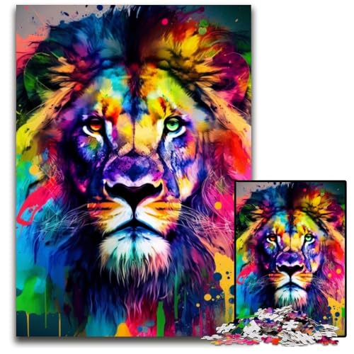 Puzzle 1000 Teile, Fantasy-Löwe, Puzzle für Erwachsene, für Heimdekoration, Gehirntraining, 26x38cm/10,23x14,96 Zoll von LiJianXXE