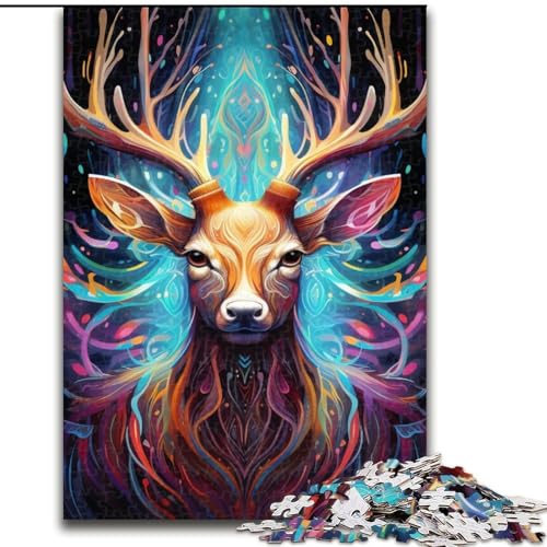 Puzzle 1000 Teile, Hirsch, psychedelische Kunst, aus Holz, Kinder ab 14 Jahren, 50x75cm, Spaß für die ganze Familie, Basteln, perfekt für Geburtstage, Feiertage Puzzle 1000 Teile, Hirsch, psychedelische Kunst, aus Holz, Kinder ab 14 Jahren, 50x75cm, Spaß für die ganze Familie, Basteln, perfekt für Geburtstage, Feiertage von LiJianXXE