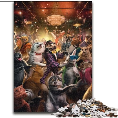 Puzzle 1000 Teile, Hundeparty-Puzzle aus Holz, anspruchsvolles DIY-Denkspiel, perfektes Familienspiel oder dekoratives Geschenk, 1000 Teile(50x75cm) von LiJianXXE