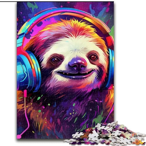 Puzzle 1000 Teile, Kunst-Faultier aus Holz, perfektes Weihnachts- und Neujahrsgeschenk, Feiertagsgeschenk, 50x75cm, Lernspielzeug für Teenager, Heimbüro-Dekor von LiJianXXE