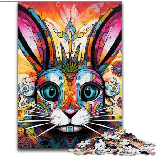 Puzzle 1000 Teile, Kunst-Kaninchen-Puzzle aus Pappe, Geschenk zur Gehirnherausforderung, pädagogische Aktivität für Teenager, 1000 Teile(26x38cm) von LiJianXXE