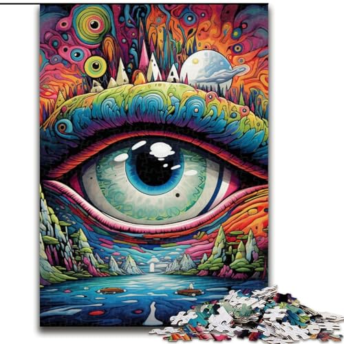 Puzzle 1000 Teile, Psychedelic Eyes, aus Holz, anspruchsvolles DIY-Denkspiel, perfektes Familienspiel oder dekoratives Geschenk, 1000 Teile(50x75cm) von LiJianXXE
