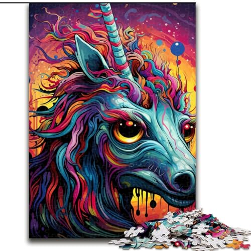 Puzzle 1000 Teile, Psychedelische Bunte Pferde, Puzzle aus Pappe, Geschenk zur Gehirnherausforderung, pädagogische Aktivität für Teenager, 1000 Teile(26x38cm) von LiJianXXE