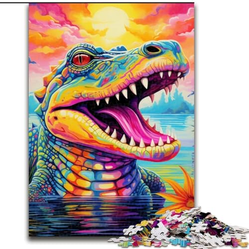 Puzzle 1000 Teile, Psychedelisches Nilkrokodil, aus Holz, Eltern, Partner, Freunde – ab 14 Jahren, 50x75cm, Geburtstagsgeschenkidee, anspruchsvolles Denkspiel Puzzle 1000 Teile, Psychedelisches Nilkrokodil, aus Holz, Eltern, Partner, Freunde – ab 14 Jahren, 50x75cm, Geburtstagsgeschenkidee, anspruchsvolles Denkspiel von LiJianXXE