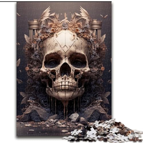 Puzzle 1000 Teile, Schöner Totenkopf aus Holz, Hochschwieriges Denkspiel für Jugendliche, 50x75cm, für Geburtstage, Feiertage und besondere Anlässe von LiJianXXE