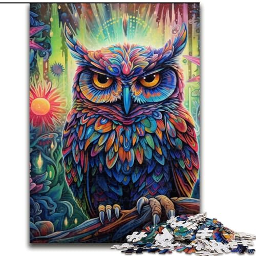 Puzzle 1000 Teile, Tier-Puzzle, Bunte Eule, aus Holz, Geburtstage, Weihnachten, Halloween, Erntedankfest, Ostern, 1000 Teile(50x75cm) von LiJianXXE