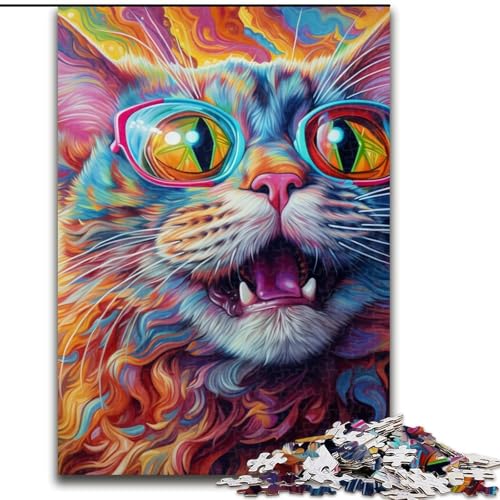 Puzzle 1000 Teile, Tier- und Katzen-Puzzle aus Pappe, anspruchsvolles DIY-Denkspiel, perfektes Familienspiel oder dekoratives Geschenk, 1000 Teile(26x38cm) von LiJianXXE