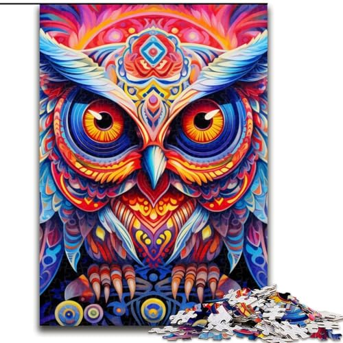 Puzzle 1000 Teile, Tierkunst, Eulen-Puzzle aus Pappe, Geburtstage, Weihnachten, Halloween, Erntedankfest, Ostern, 1000 Teile(26x38cm) von LiJianXXE