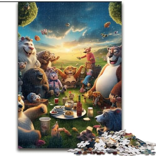 Puzzle 1000 Teile, Tierparty-Puzzle aus Pappe, anspruchsvolles DIY-Denkspiel, perfektes Familienspiel oder dekoratives Geschenk, 1000 Teile(26x38cm) von LiJianXXE