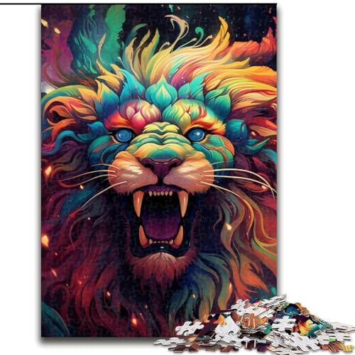 Puzzle 1000 Teile, bunter Kunstlöwe aus Holz, hochschwieriges Denkspiel für Teenager, 50x75cm, Lernspielzeug für Teenager, Heimbüro-Dekor von LiJianXXE