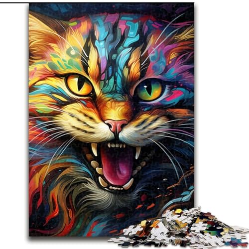 Puzzle 1000 Teile, farbenfrohe Kunst, psychedelische Katze, aus Holz, Kinder ab 14 Jahren, 50x75cm, Spaß für die ganze Familie, Basteln, perfekt für Geburtstage, Feiertage Puzzle 1000 Teile, farbenfrohe Kunst, psychedelische Katze, aus Holz, Kinder ab 14 Jahren, 50x75cm, Spaß für die ganze Familie, Basteln, perfekt für Geburtstage, Feiertage von LiJianXXE