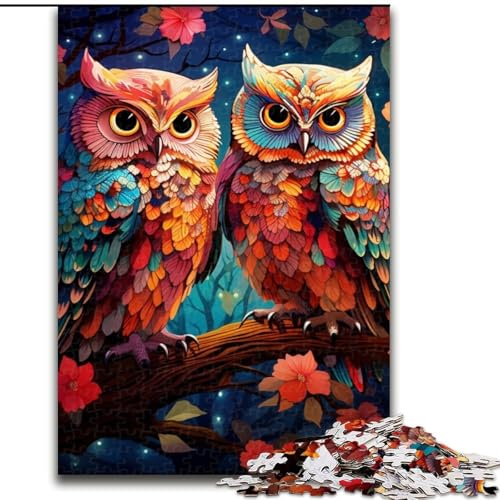 Puzzle 1000 Teile, farbenfrohe Kunst-Eule aus Holz, Eltern, Partner, Freunde – ab 14 Jahren, 50x75cm, für Heimdekoration, Gehirntraining Puzzle 1000 Teile, farbenfrohe Kunst-Eule aus Holz, Eltern, Partner, Freunde – ab 14 Jahren, 50x75cm, für Heimdekoration, Gehirntraining von LiJianXXE