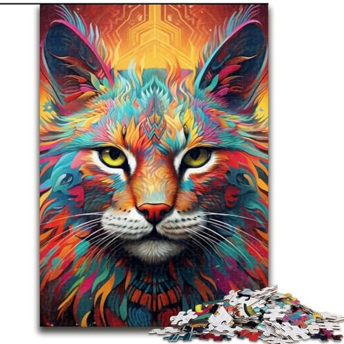 Puzzle 1000 Teile, farbenfroher Kunst-Luchs, aus Holz, Kinder ab 14 Jahren, 50x75cm, Spaß für die ganze Familie, Basteln, perfekt für Geburtstage, Feiertage Puzzle 1000 Teile, farbenfroher Kunst-Luchs, aus Holz, Kinder ab 14 Jahren, 50x75cm, Spaß für die ganze Familie, Basteln, perfekt für Geburtstage, Feiertage von LiJianXXE