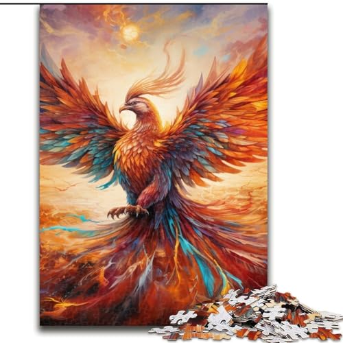 Puzzle 1000 Teile, farbenfroher Kunst-Phönix aus Holz, hochschwieriges Denkspiel für Teenager, 50x75cm, Lernspielzeug für Teenager, Heimbüro-Dekor von LiJianXXE