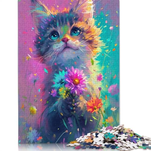 Puzzle 1000 Teile, süßes Anime-Katzen-Puzzle für Kinder, Papppuzzle, tolles Geschenk für Erwachsene, Größe: 38 x 26 cm von LiJianXXE
