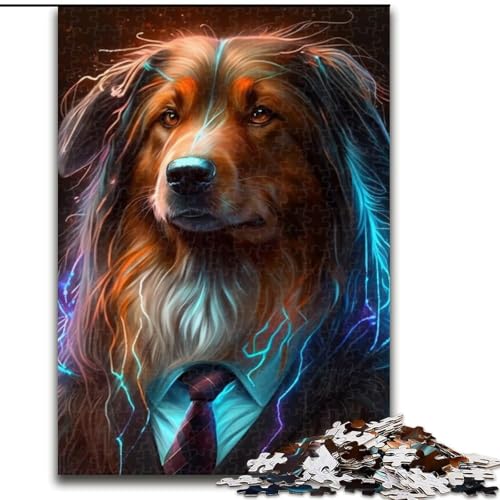 Puzzle 1000 Teile „Boss Dog“ aus Holz, anspruchsvolles Denkspiel für Jugendliche, 50x75cm, für Geburtstage, Feiertage und besondere Anlässe von LiJianXXE