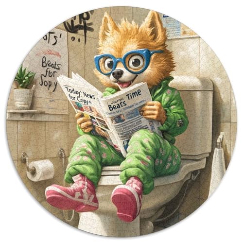 Puzzle 1000 Teile „Corgi Go Toilet“, Kartonpuzzle, ideal für Familienspaß, Entspannung, 67,5 x 67,5 cm von LiJianXXE
