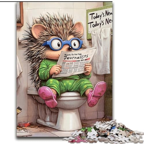 Puzzle 1000 Teile „Igel geht auf Toilette“ aus Holz, hochschwieriges Denkspiel für Jugendliche, 50x75cm, Lernspielzeug für Jugendliche, Heimbüro-Dekor von LiJianXXE