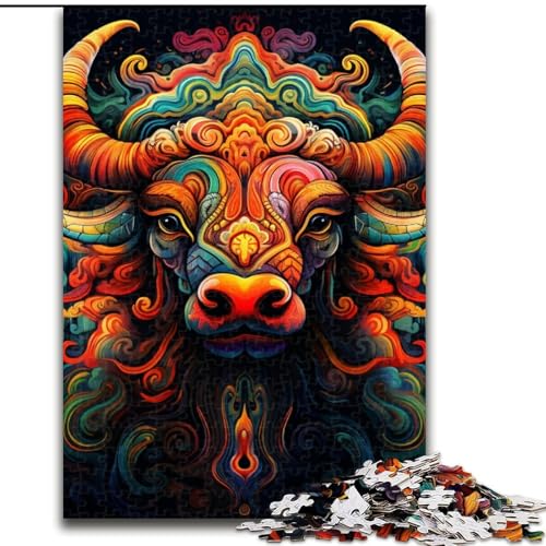 Puzzle 1000 Teile „Psychedelischer Büffel“ aus Holz, Kinder ab 14 Jahren, 50x75cm, Spaß für die ganze Familie, Basteln, perfekt für Geburtstage, Feiertage Puzzle 1000 Teile „Psychedelischer Büffel“ aus Holz, Kinder ab 14 Jahren, 50x75cm, Spaß für die ganze Familie, Basteln, perfekt für Geburtstage, Feiertage von LiJianXXE