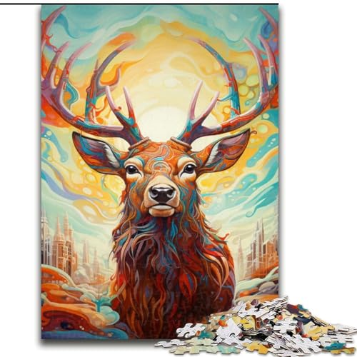 Puzzle 1000 Teile „Psychedelischer Hirsch“ aus Holz, Eltern, Partner, Freunde – ab 14 Jahren, 50x75cm, Geburtstagsgeschenkidee, anspruchsvolles Denkspiel Puzzle 1000 Teile „Psychedelischer Hirsch“ aus Holz, Eltern, Partner, Freunde – ab 14 Jahren, 50x75cm, Geburtstagsgeschenkidee, anspruchsvolles Denkspiel von LiJianXXE