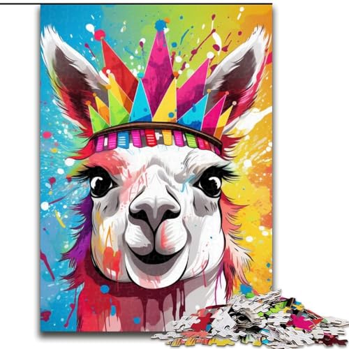 Puzzle 1000 Teile Alpaka mit Krone aus Holz, Hochschwieriges Denkspiel für Jugendliche 50x75cm Lernspielzeug für Jugendliche, Home-Office-Dekor von LiJianXXE
