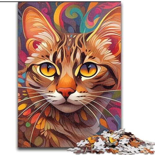 Puzzle 1000 Teile Bengalkatze aus Holz, perfektes Weihnachts- und Neujahrsgeschenk, Feiertagsgeschenk 50x75cm, Lernspielzeug für Teenager, Heimbüro-Dekor von LiJianXXE