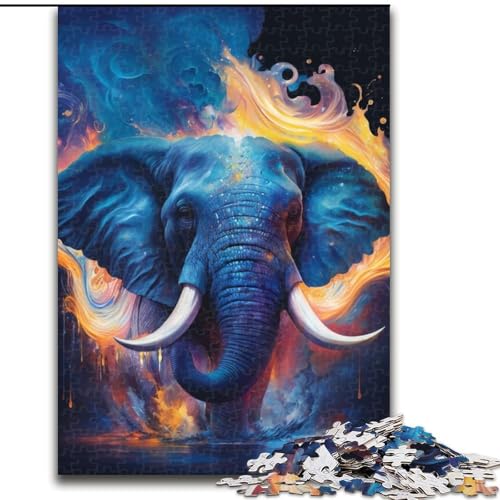Puzzle 1000 Teile Blauer Elefant aus Holz, Hochschwieriges Denkspiel für Jugendliche 50x75cm Lernspielzeug für Jugendliche, Home-Office-Dekor von LiJianXXE