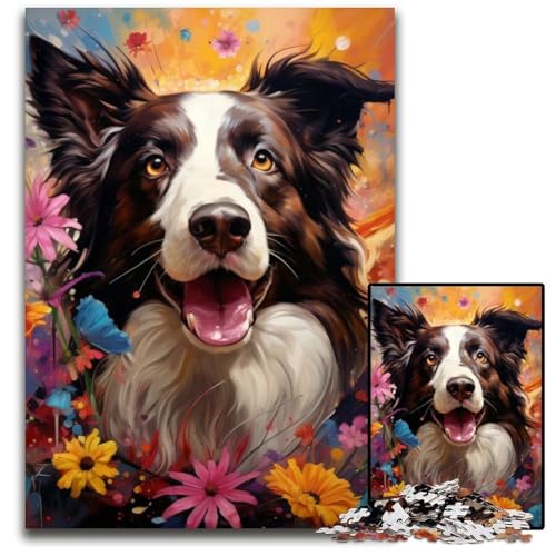 Puzzle 1000 Teile Border Collie Puzzle für Erwachsene für Heimdekoration, Gehirntraining 26x38cm/10,23x14,96 Zoll von LiJianXXE