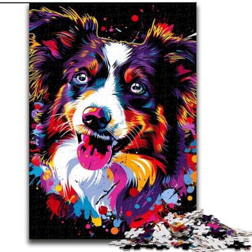 Puzzle 1000 Teile Border Collie aus Holz, anspruchsvolles Denkspiel für Jugendliche 50x75cm für Geburtstage, Feiertage und besondere Anlässe von LiJianXXE