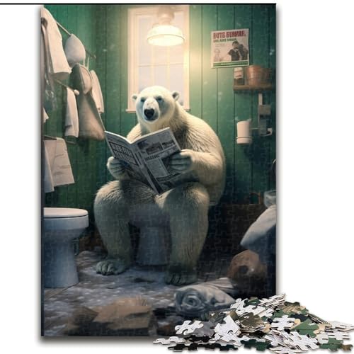 Puzzle 1000 Teile Braunbär aus Holz, Hochschwieriges Denkspiel für Jugendliche 50x75cm Lernspielzeug für Jugendliche, Home-Office-Dekor von LiJianXXE