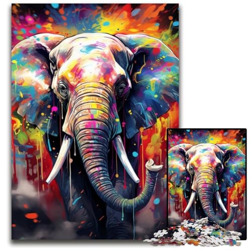 Puzzle 1000 Teile Elefantennebel Puzzles für Erwachsene Entspannung und Herausforderung, farbenfrohe Heimdekorationskunst, Freunde 26x38cm/10,23x14,96 Zoll von LiJianXXE