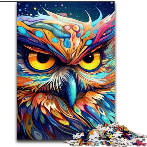 Puzzle 1000 Teile Eule aus Holz, perfektes Weihnachts- und Neujahrsgeschenk, Feiertagsgeschenk 50x75cm, Lernspielzeug für Teenager, Heimbüro-Dekor von LiJianXXE
