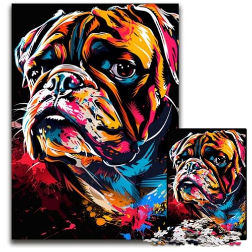 Puzzle 1000 Teile Fantasy Bulldog Kartonpuzzle für Erwachsene Kreatives Familienspiel & Heimdekoration, Teenager 26x38cm/10,23x14,96 Zoll von LiJianXXE
