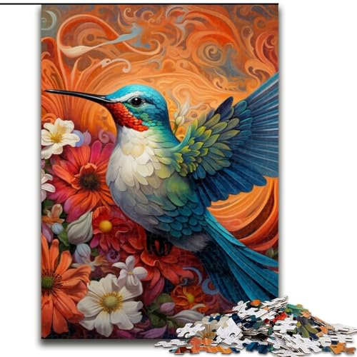 Puzzle 1000 Teile Kolibri-Kunst aus Holz, perfektes Weihnachts- und Neujahrsgeschenk, Feiertagsgeschenk 50x75cm, Lernspielzeug für Teenager, Heimbüro-Dekor von LiJianXXE