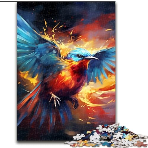 Puzzle 1000 Teile Kunst Bunter Phönix aus Holz, Hochschwieriges Denkspiel für Teenager 50x75cm Lernspielzeug für Teenager, Home-Office-Dekor von LiJianXXE