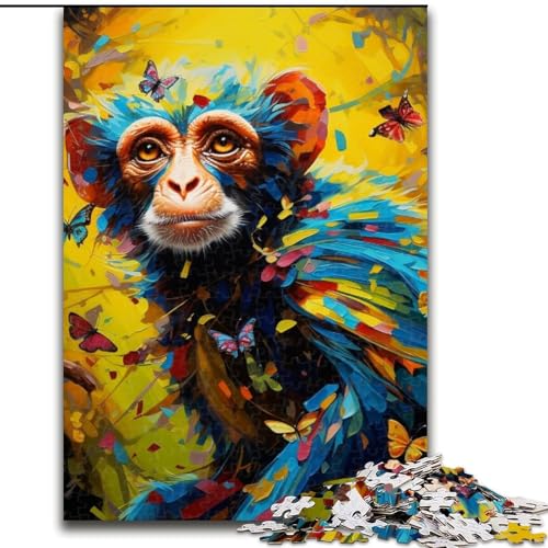 Puzzle 1000 Teile Psychedelischer AFFE aus Holz, Hochschwieriges Denkspiel für Jugendliche 50x75cm Lernspielzeug für Jugendliche, Home-Office-Dekor von LiJianXXE