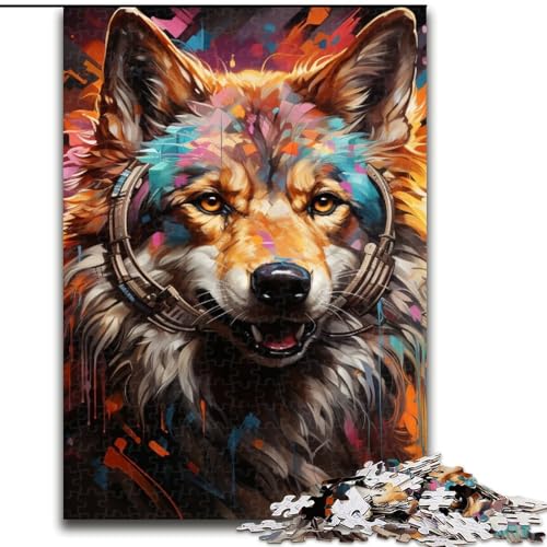 Puzzle 1000 Teile Psychedelischer Tierwolf aus Holz, Hochschwieriges Denkspiel für Jugendliche 50x75cm Lernspielzeug für Jugendliche, Home-Office-Dekor von LiJianXXE