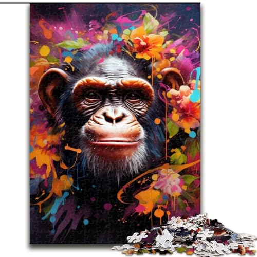 Puzzle 1000 Teile Schimpanse aus Holz, Hochschwieriges Denkspiel für Jugendliche 50x75cm Lernspielzeug für Jugendliche, Home-Office-Dekor von LiJianXXE