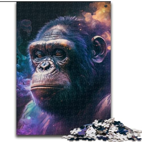 Puzzle 1000 Teile Schimpansennebel aus Holz, Hochschwieriges Denkspiel für Jugendliche 50x75cm Lernspielzeug für Jugendliche, Home-Office-Dekor von LiJianXXE