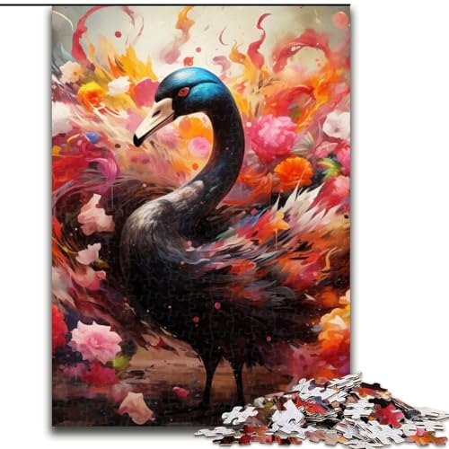Puzzle 1000 Teile Schwarzer Schwan aus Holz, Hochschwieriges Denkspiel für Jugendliche 50x75cm Lernspielzeug für Jugendliche, Home-Office-Dekor von LiJianXXE