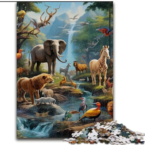 Puzzle 1000 Teile für Erwachsene, Afrikanische Tiere, Puzzle aus Pappe, farbenfrohe Heimdekoration und interaktives Familienspiel, 1000 Teile(26x38cm) von LiJianXXE