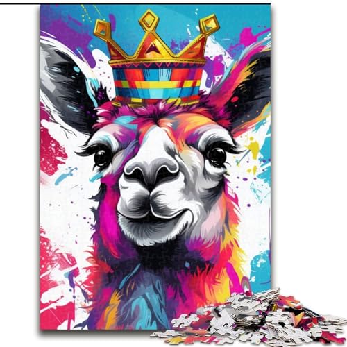 Puzzle 1000 Teile für Erwachsene, Alpaka mit Krone, aus Holz, perfekte Dekoration für Zuhause oder das Büro, 50x75cm, für Geburtstage, Feiertage, Weihnachten, Halloween Puzzle 1000 Teile für Erwachsene, Alpaka mit Krone, aus Holz, perfekte Dekoration für Zuhause oder das Büro, 50x75cm, für Geburtstage, Feiertage, Weihnachten, Halloween von LiJianXXE