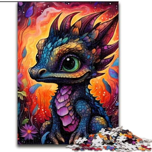 Puzzle 1000 Teile für Erwachsene, Art Dragon Baby Puzzles aus Pappe, farbenfrohe Heimdekoration und interaktives Familienspiel, 1000 Teile(26x38cm) von LiJianXXE
