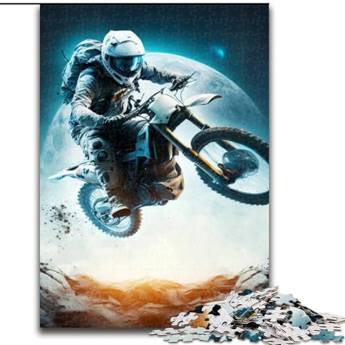 Puzzle 1000 Teile für Erwachsene, Astronauten-Motorrad, aus Holz, einzigartige DIY-Geschenkidee zur Heimdekoration, 50x75cm, anspruchsvolles Denkspiel – entspannendes Spielzeug für Teenager von LiJianXXE
