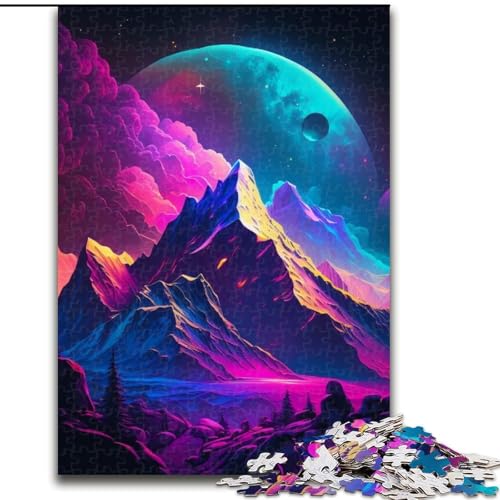 Puzzle 1000 Teile für Erwachsene, Außerirdische Landschaft aus Holz, einzigartige DIY-Heimdekor-Geschenkidee, 50x75cm, anspruchsvolles Denkspiel – entspannendes Spielzeug für Teenager von LiJianXXE