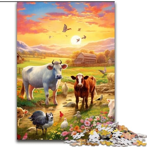 Puzzle 1000 Teile für Erwachsene, Bauernhoftier-Puzzle, aus Pappe, geeignet für Geburtstage, Halloween, Thanksgiving, Ostern, 1000 Stück(26x38cm) von LiJianXXE