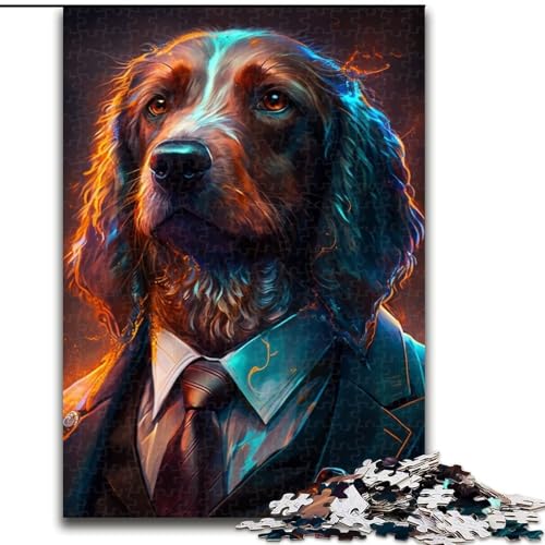 Puzzle 1000 Teile für Erwachsene, Boss Dog, aus Holz, einzigartige DIY-Geschenkidee zur Heimdekoration, 50x75cm, anspruchsvolles Denkspiel – entspannendes Spielzeug für Teenager von LiJianXXE